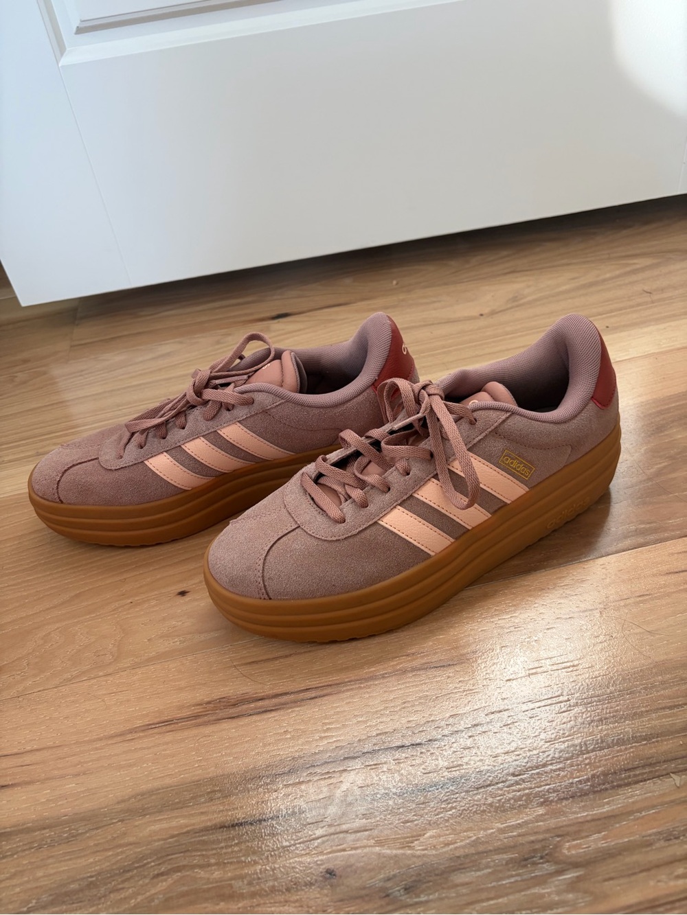 adidas Women’s Mauve Pink Platform Sneakers with Gum Sole